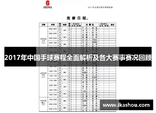 2017年中国手球赛程全面解析及各大赛事赛况回顾